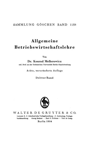 Allgemeine Betriebswirtschaftslehre: Band 3