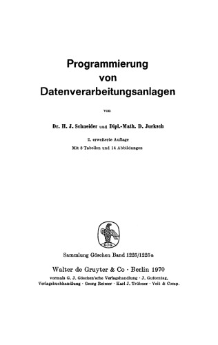 Programmierung von Datenverarbeitungsanlagen