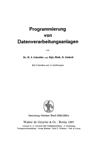 Programmierung von Datenverarbeitungsanlagen