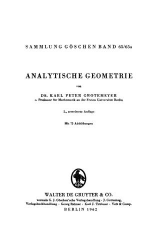 Analytische Geometrie