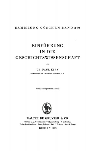 Einführung in die Geschichtswissenschaft