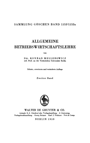 Allgemeine Betriebswirtschaftslehre: Band 2