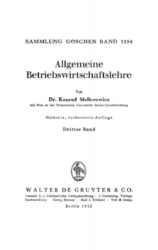 Allgemeine Betriebswirtschaftslehre: Band 3