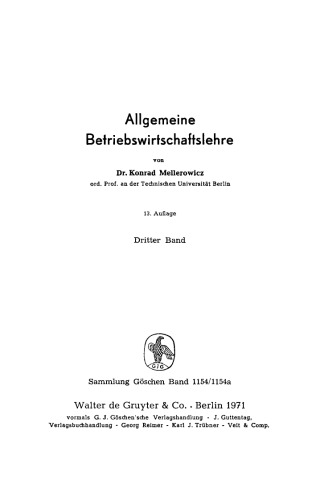 Allgemeine Betriebswirtschaftslehre: Band 3