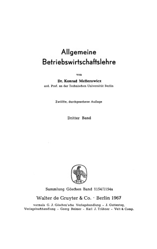 Allgemeine Betriebswirtschaftslehre: Band 3
