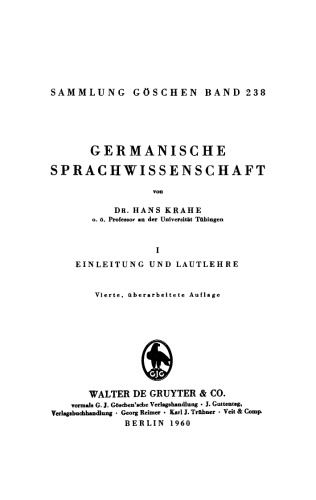 Germanische Sprachwissenschaft: Band 1 Einleitung und Lautlehre