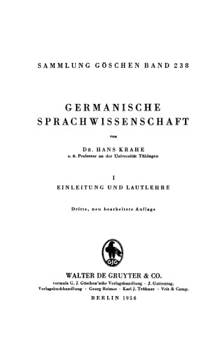 Germanische Sprachwissenschaft: Band 1 Einleitung und Lautlehre