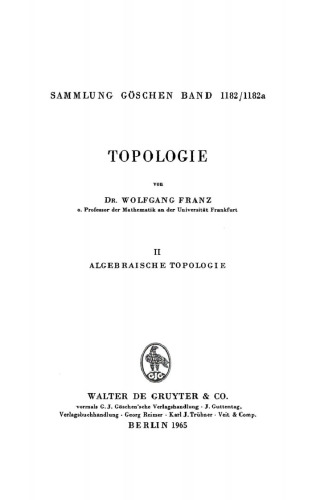 Topologie: Band 2 Algebraische Topologie