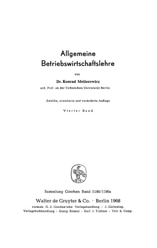 Allgemeine Betriebswirtschaftslehre: Band 4