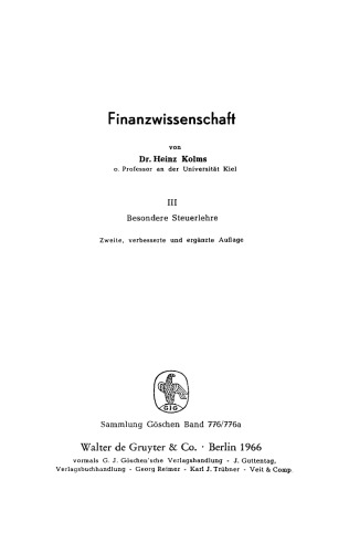 Finanzwissenschaft: Band 3 Besondere Steuerlehre