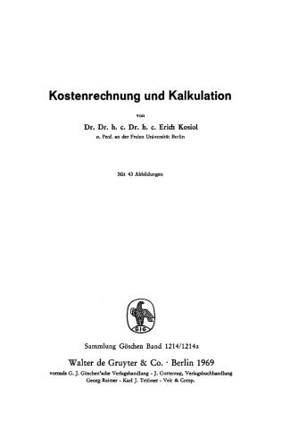 Kostenrechnung und Kalkulation