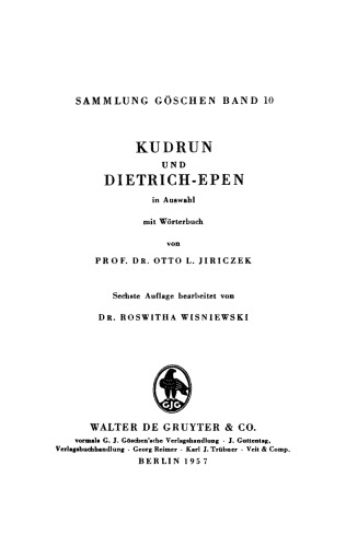 Kudrun und Dietrich-Epen in Auswahl: Mit Wörterbuch