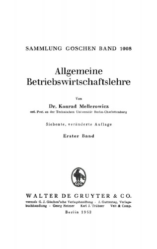 Allgemeine Betriebswirtschaftslehre: Band 1