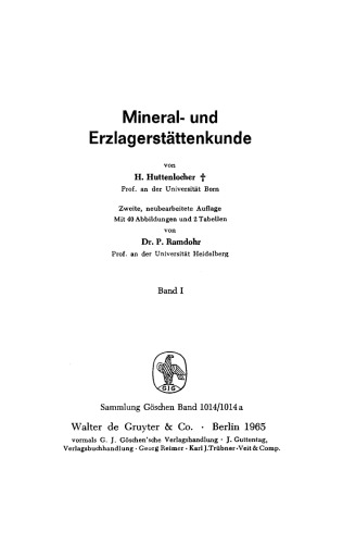 Mineral- und Erzlagerstättenkunde: Band 1