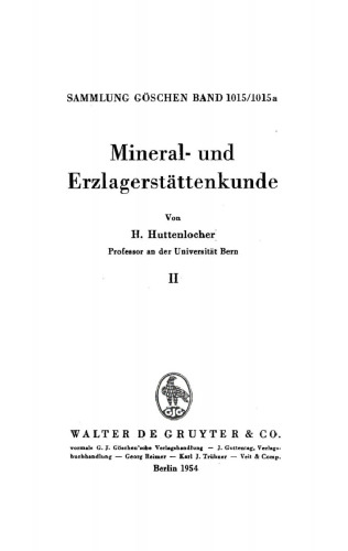 Mineral- und Erzlagerstättenkunde: Band 2
