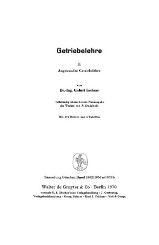 Getriebelehre: Band 2 Angewandte Getriebelehre