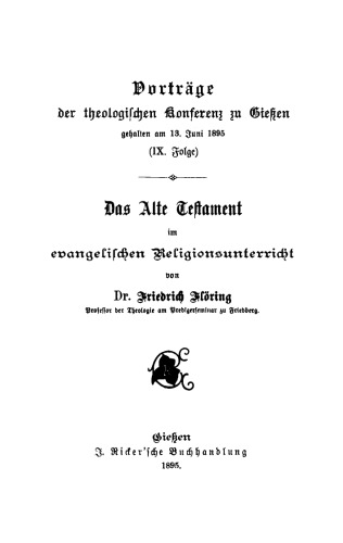 Das Alte Testament im evangelischen Religionsunterricht