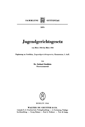 Jugendgerichtsgesetz von Mitte 1964 bis Mitte 1966