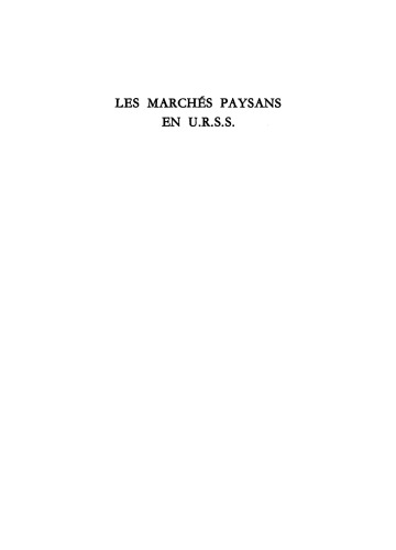 Les marches paysans en U. R. S. S