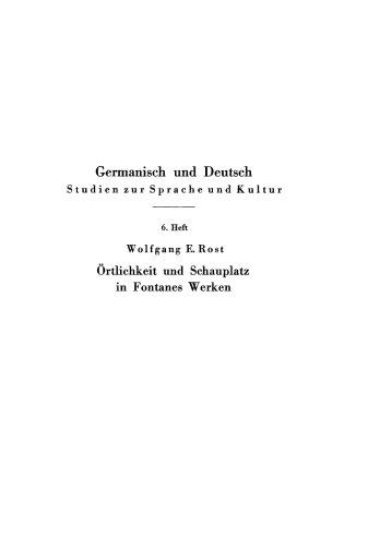 Örtlichkeit und Schauplatz in Fontanes Werken