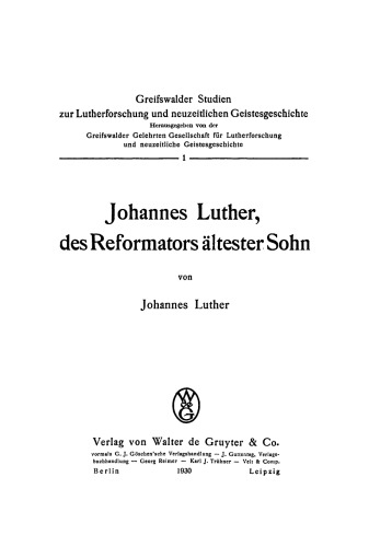 Johannes Luther, des Reformators ältester Sohn