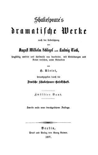 Shakespeare’s dramatische Werke: Band 12 Othello. Macbeth. Cymbelin