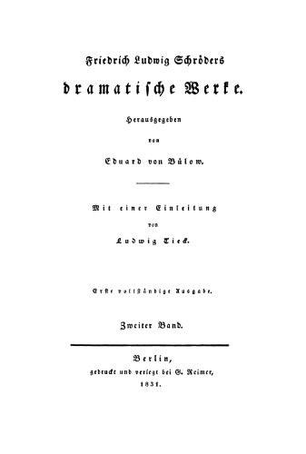 Friedrich Ludwig Schröders Dramatische Werke: Band 2