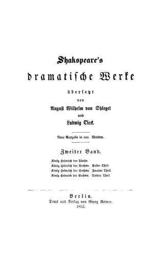 Shakspeare’s dramatische Werke: Band 2 König Heinrich der Fünfte