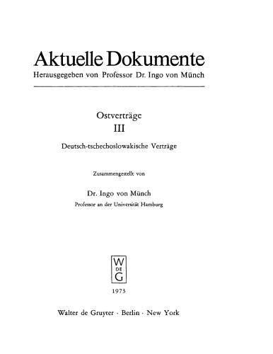 Ostverträge: III Deutsch-tschechoslowakische Verträge