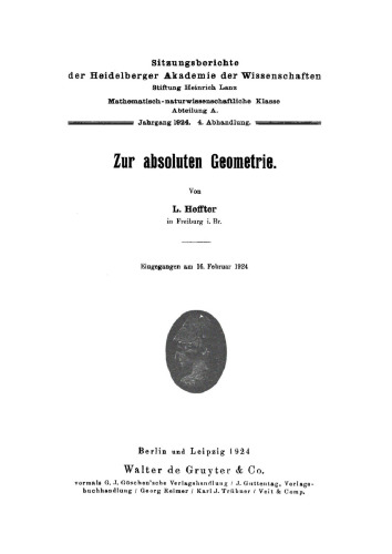 Zur absoluten Geometrie: [Mitteilung 1]