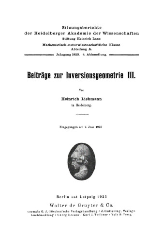Beiträge zur Inversionsgeometrie III