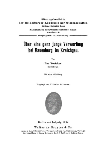 Über eine ganz junge Verwerfung bei Rauenberg im Kraichgau