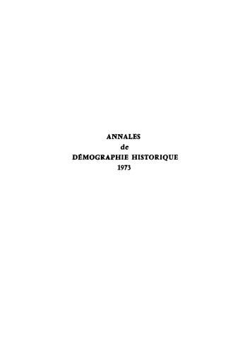 Annales de démographie historique: Enfant et sociétés