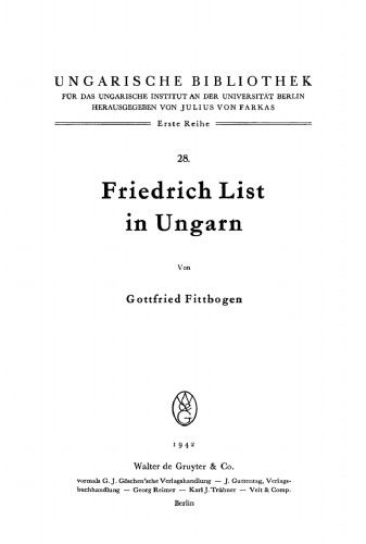 Friedrich List in Ungarn