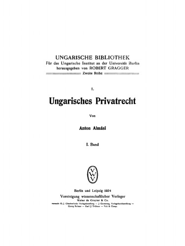 Ungarisches Privatrecht 1
