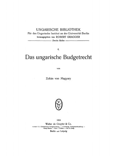 Das ungarische Budgetrecht