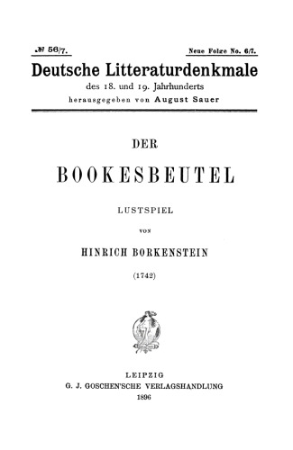 Der Bookesbeutel: Lustspiel