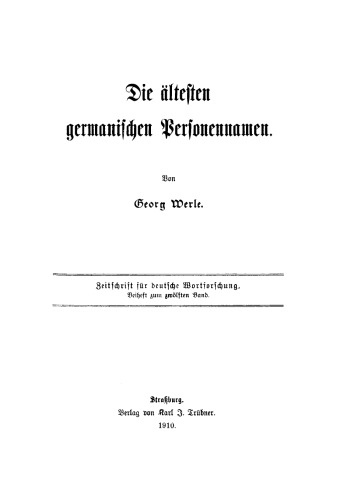 Die ältesten germanischen Personennamen