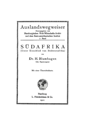 Südafrika: (Unter Einschluß von Südwestafrika)