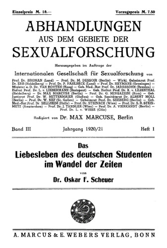 Das Liebesleben des deutschen Studenten im Wandel der Zeiten