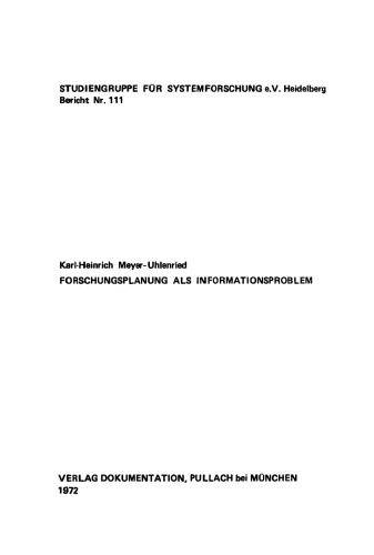 Forschungsplanung als Informationsproblem