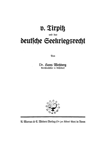 v. Tirpitz und das deutsche Seekriegsrecht