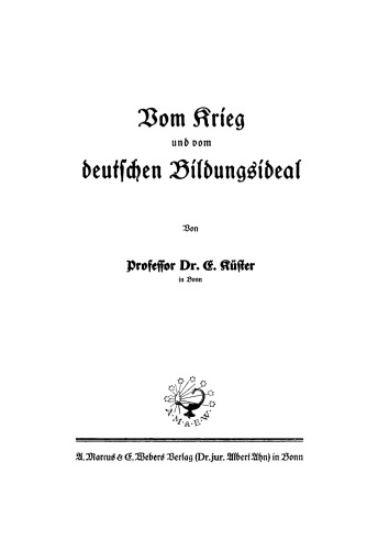 Vom Krieg und vom deutschen Bildungsideal