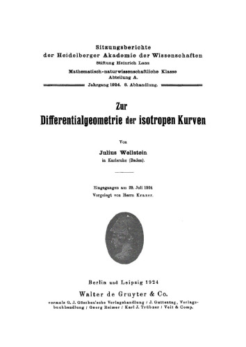 Zur Differentialgeometrie der isotropen Kurven