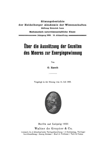 Über die Ausnützung der Gezeiten des Meeres zur Energiegewinnung