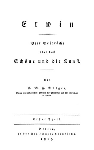 Erwin – Vier Gespräche über das Schöne und die Kunst