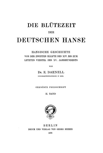 Die Blütezeit der deutschen Hanse: Band 2