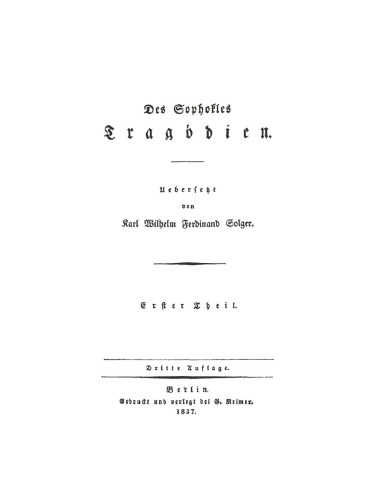 Des Sophokles Tragödien: Theil 1 und 2