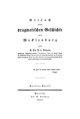 Versuch einer pragmatischen Geschichte von Mecklenburg: Dritter Theil