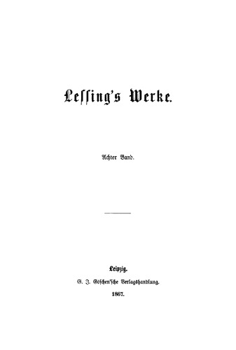 Lessing’s Werke: Band 8
